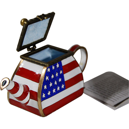 American Flag - Enamel Trinket Box in Teapot Shape, photo-2