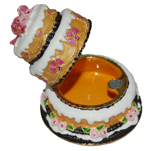 Wedding Cake Jeweled Enamel Trinket Box, 2.25H, photo-2