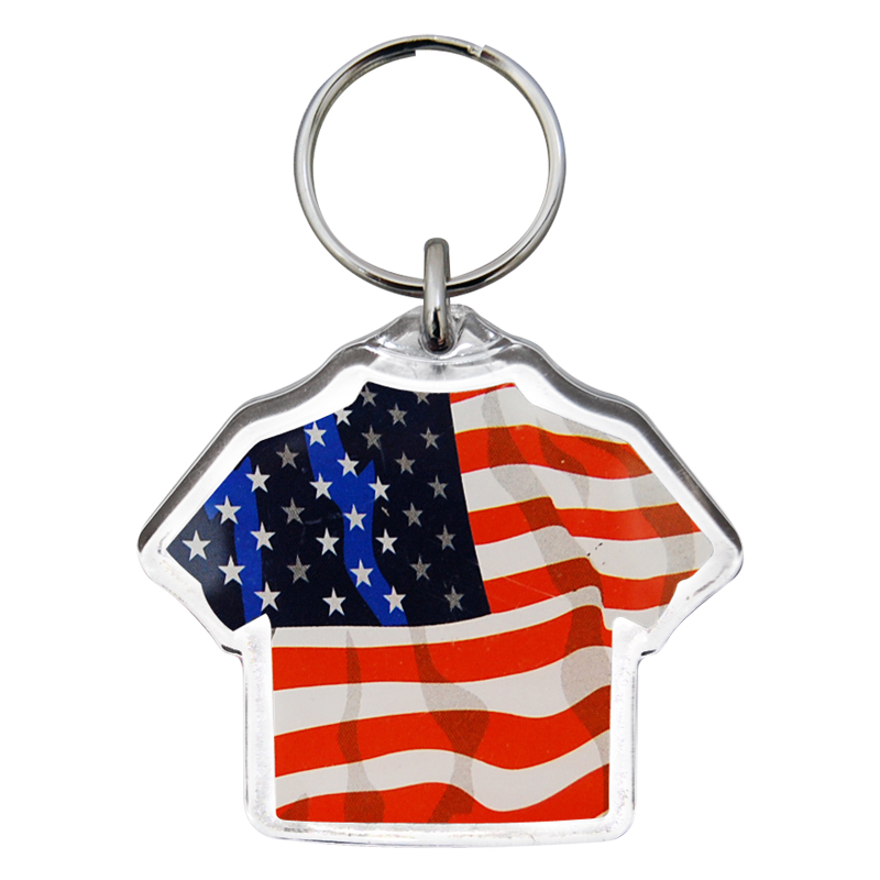 USA Flag Acrylic T-Shirt Key Chain