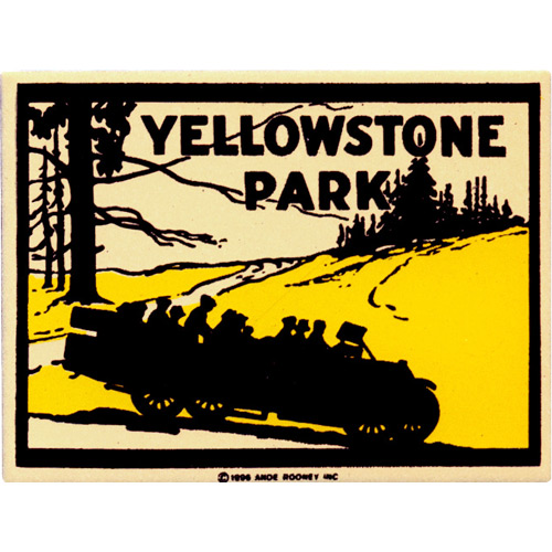 Yellowstone Park Silhouette - Porcelain on Steel Magnet, 2-1/4L