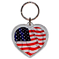 Heart Shaped USA Flag Acrylic Key Chain