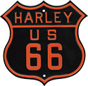 Harley-Davidson Route 66 Die Cut Embossed Tin Sign, Ex-Large 16x16