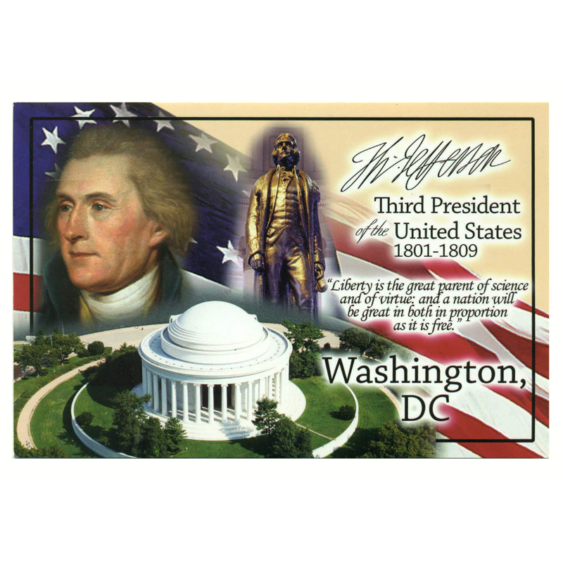 Thomas Jefferson Themed Postcard - 3rd President of the U.S., 4x6