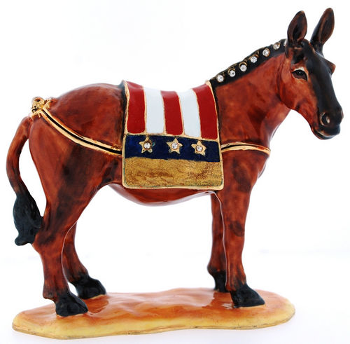 US Democratic Donkey - Enamel Jeweled Trinket Box