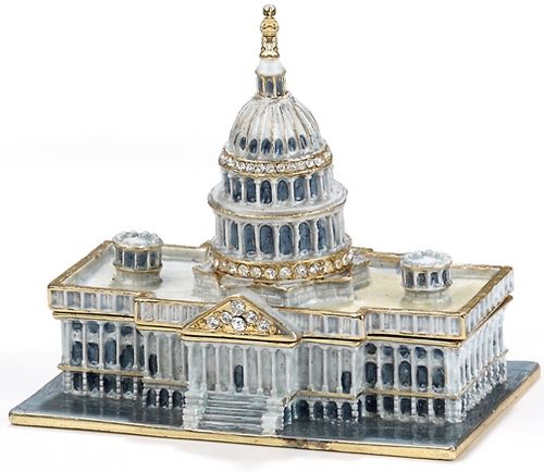 Capitol Building Enamel Jeweled Trinket Box