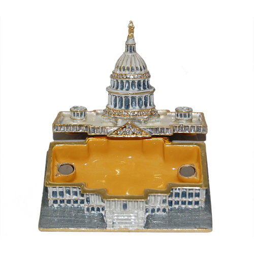 Capitol Building Enamel Jeweled Trinket Box