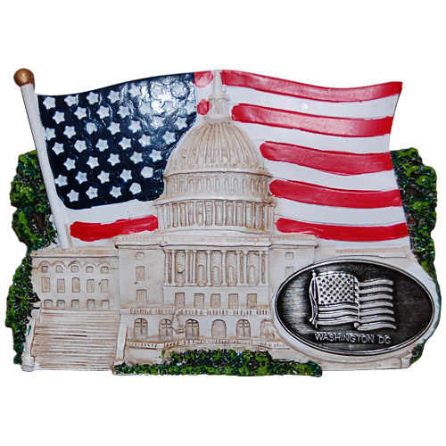 U.S. Capitol Building and American Flag Souvenir Magnet