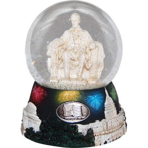 Lincoln Memorial Snow Globe with Music, 5.5H