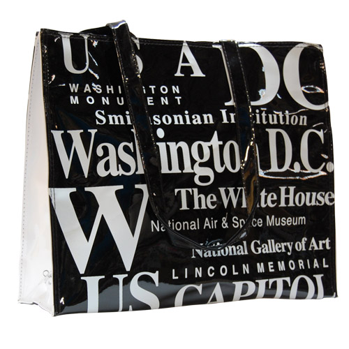 Washington DC B/W Letter Tote Bag, Large